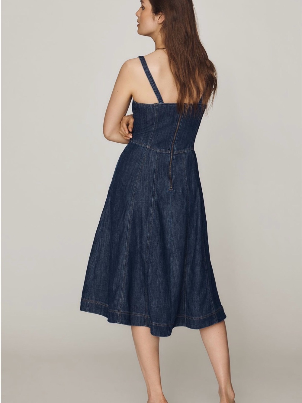 Anthropologie Dark Blue Denim midi dress - Picture 2 of 7
